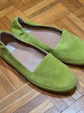 FitFlop Allegro Lime Green Suede Dynamicush Comfort Ballet Flats Loafers - 6